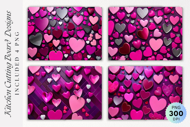 Pink Hearts Love Cutting board PNG Design Sublimation Regulrcrative 