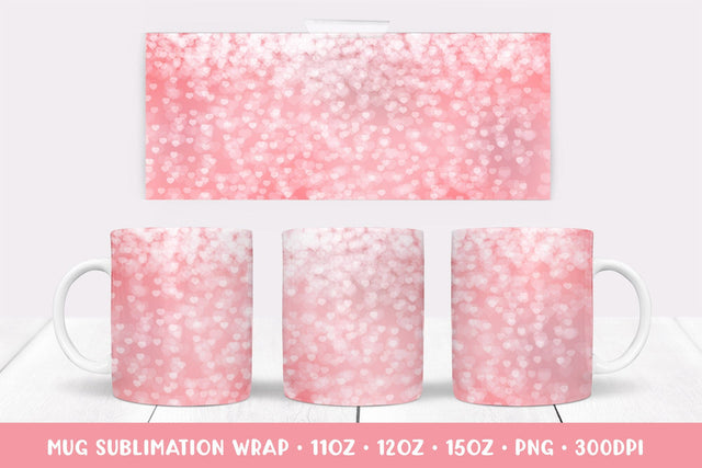 Pink Hearts Mug Sublimation Design. Valentines Mug Wrap 031 Sublimation LaBelezoka 