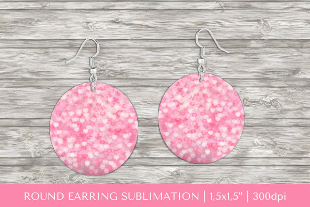 Pink hearts round earrings sublimation design PNG 0031 Sublimation LaBelezoka 
