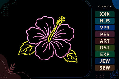 Pink Hibiscus Flower Embroidery Design | Tropical Floral Embroidery/Applique DESIGNS sg embroidery 