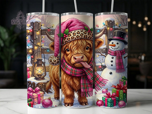 Pink Highland Cow 20oz Tumbler, Pink Highland Cow, Highland Cow Tumbler, Pink Cow Tumbler, Highland Cow PNG, Pink Highland PNG, 20oz Tumbler Wrap, Cow Tumbler Wrap Sublimation SvggirlplusArt 