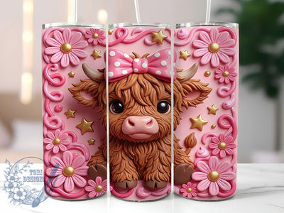 Pink Highland Cow 20oz Tumbler, Pink Highland Cow, Highland Cow Tumbler, Pink Cow Tumbler, Highland Cow PNG, Pink Highland PNG, 20oz Tumbler Wrap, Cow Tumbler Wrap Sublimation ToriDesigns 