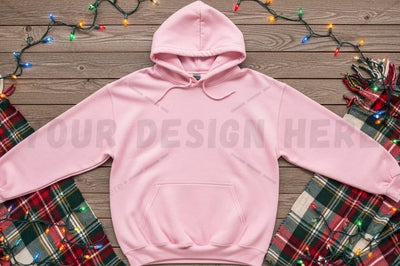 Pink hoodie with festive background Mock Up Photo Designangry 