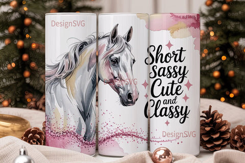 Pink Horse Tumbler Wrap 20oz Sublimation DesignSVG 