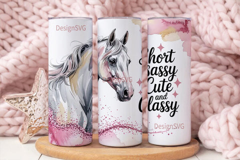 Pink Horse Tumbler Wrap 20oz Sublimation DesignSVG 