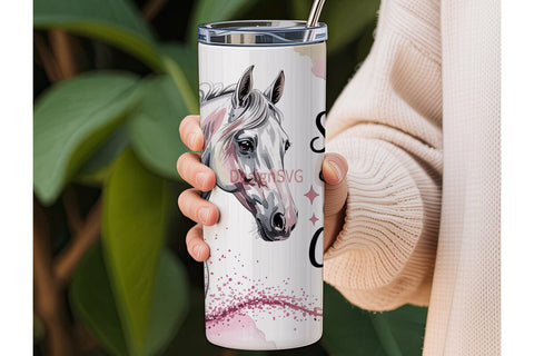 Pink Horse Tumbler Wrap 20oz Sublimation DesignSVG 