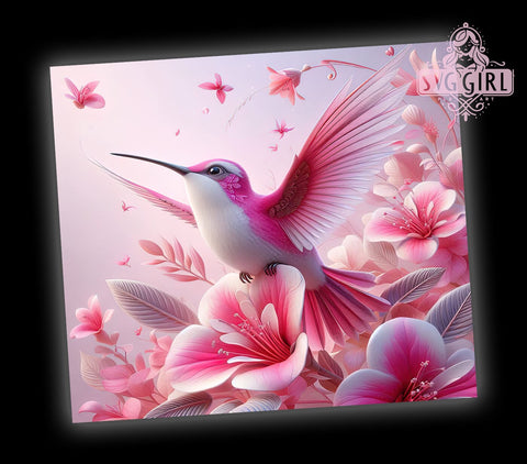 Pink Hummingbird 20oz Tumbler Wrap Sublimation Design, Straight Tapered Tumbler Wrap, Hummingbird Tumbler Png, Instant Digital Download Sublimation SvggirlplusArt 