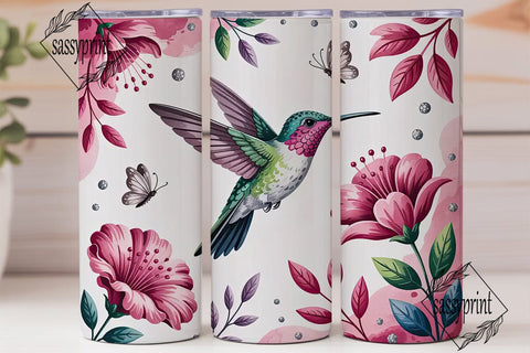 Pink Hummingbird 20oz Tumbler Wrap Sublimation sassyprint 