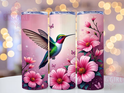 Pink Hummingbird Floral 20oz Tumbler Wrap, Pink Hummingbird, Floral Tumbler, 20oz Tumbler, Sublimation Wrap, Custom Tumbler, Bird Design, Nature Gift Sublimation SvggirlplusArt 