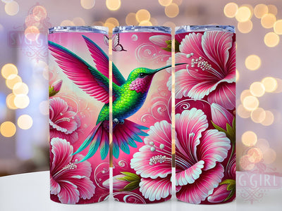 Pink Hummingbird Floral 20oz Tumbler Wrap, Pink Hummingbird, Floral Tumbler, 20oz Tumbler, Sublimation Wrap, Custom Tumbler, Bird Design, Nature Gift Sublimation SvggirlplusArt 