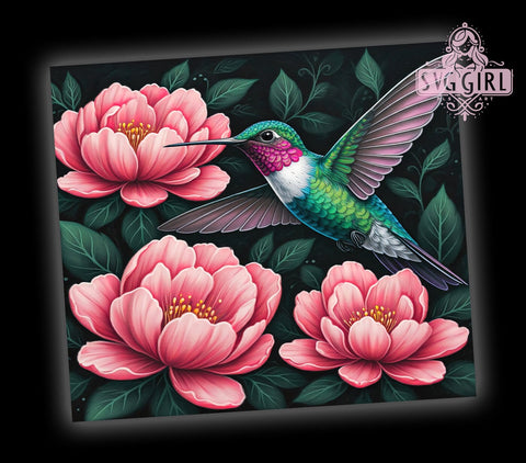 Pink Hummingbird Floral 20oz Tumbler Wrap, Pink Hummingbird, Floral Tumbler, 20oz Tumbler, Sublimation Wrap, Custom Tumbler, Bird Design, Nature Gift Sublimation SvggirlplusArt 