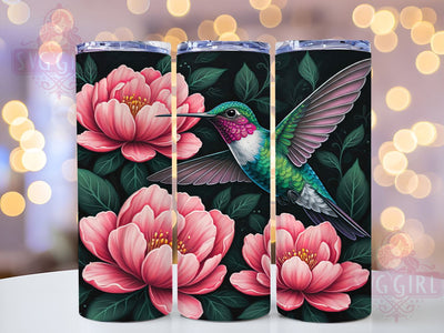Pink Hummingbird Floral 20oz Tumbler Wrap, Pink Hummingbird, Floral Tumbler, 20oz Tumbler, Sublimation Wrap, Custom Tumbler, Bird Design, Nature Gift Sublimation SvggirlplusArt 