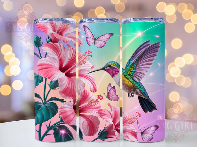 Pink Hummingbird Floral Tumbler, Floral Tumbler Design, Hummingbird Sublimation, 20Oz Tumbler Wrap, Pink Floral Art, Bird Theme Print, Tumbler Sublimation Sublimation SvggirlplusArt 