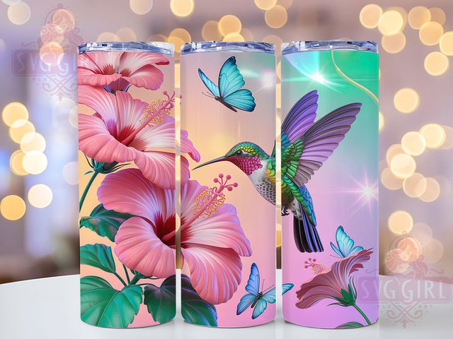 Pink Hummingbird Floral Tumbler, Floral Tumbler Design, Hummingbird Sublimation, 20Oz Tumbler Wrap, Pink Floral Art, Bird Theme Print, Tumbler Sublimation Sublimation SvggirlplusArt 