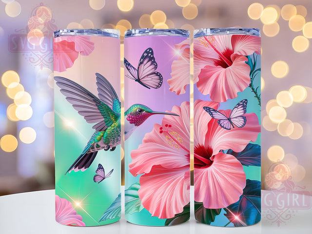 Pink Hummingbird Floral Tumbler, Floral Tumbler Design, Hummingbird Sublimation, 20Oz Tumbler Wrap, Pink Floral Art, Bird Theme Print, Tumbler Sublimation Sublimation SvggirlplusArt 