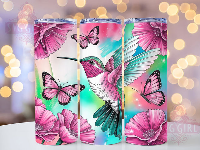 Pink Hummingbird Nature Tumbler, Hummingbird Tumbler Art, Floral Bird Design, 20Oz Sublimation Wrap, Pink Bird Print, Nature Theme Design, Tumbler Sublimation Sublimation SvggirlplusArt 