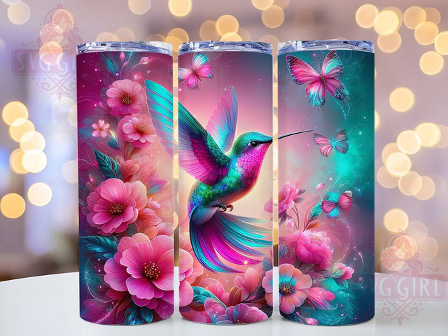 Pink Hummingbird Nature Tumbler, Hummingbird Tumbler Art, Floral Bird Design, 20Oz Sublimation Wrap, Pink Bird Print, Nature Theme Design, Tumbler Sublimation Sublimation SvggirlplusArt 