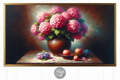 Pink Hydrangea Frame TV art, hydrangea frame tv art Digital Pattern Artisan Craft SVG 