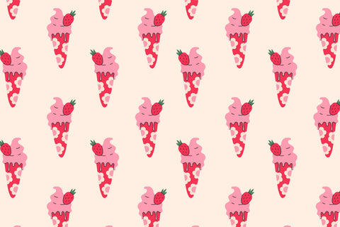 Pink Ice Cream Seamless Patterns & Digital Papers Digital Pattern Rin Green 