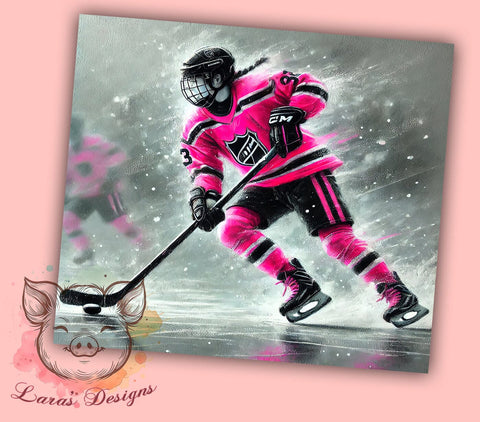 Pink Ice Hockey Sports 20oz Tumbler, Ice Hockey Sublimation, Sports Tumbler Wrap, 20oz Tumbler, Hockey Lover Gift, Pink Sports Tumbler, Ice Hockey Gift Sublimation Lara' s Designs 