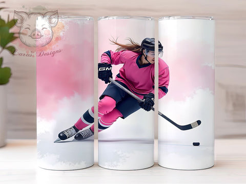 Pink Ice Hockey Sports 20oz Tumbler, Ice Hockey Sublimation, Sports Tumbler Wrap, 20oz Tumbler, Hockey Lover Gift, Pink Sports Tumbler, Ice Hockey Gift Sublimation Lara' s Designs 