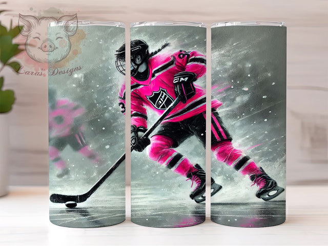 Pink Ice Hockey Sports 20oz Tumbler, Ice Hockey Sublimation, Sports Tumbler Wrap, 20oz Tumbler, Hockey Lover Gift, Pink Sports Tumbler, Ice Hockey Gift Sublimation Lara' s Designs 