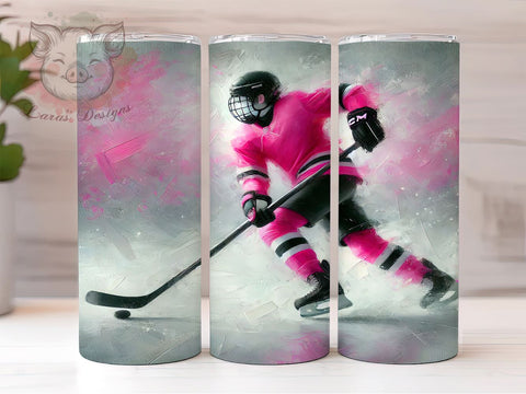 Pink Ice Hockey Sports 20oz Tumbler, Ice Hockey Sublimation, Sports Tumbler Wrap, 20oz Tumbler, Hockey Lover Gift, Pink Sports Tumbler, Ice Hockey Gift Sublimation Lara' s Designs 