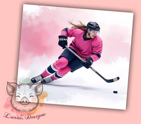 Pink Ice Hockey Sports 20oz Tumbler, Ice Hockey Sublimation, Sports Tumbler Wrap, 20oz Tumbler, Hockey Lover Gift, Pink Sports Tumbler, Ice Hockey Gift Sublimation Lara' s Designs 