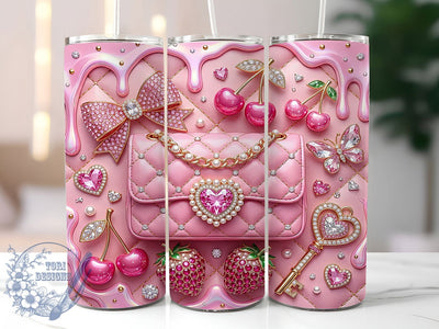 Pink Jeweled Accessories 20oz Tumbler, Pink Jeweled, Jeweled Accessory, Pink Accessories, Accessories PNG, Jeweled Tumbler, Pink Jeweled PNG, 20oz Tumbler Wrap Sublimation ToriDesigns 