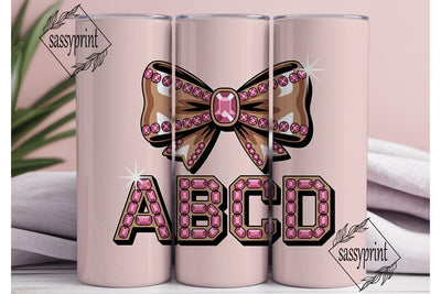 Pink Jeweled Bow ABCD 20oz Tumbler Sublimation sassyprint 