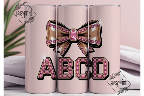 Pink Jeweled Bow ABCD 20oz Tumbler Sublimation sassyprint 