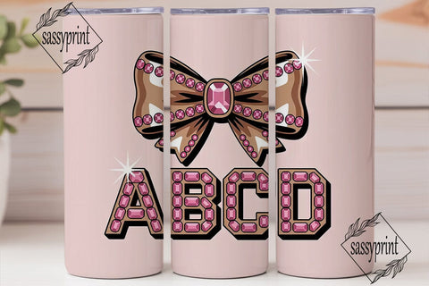 Pink Jeweled Bow ABCD 20oz Tumbler Sublimation sassyprint 
