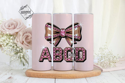 Pink Jeweled Bow ABCD 20oz Tumbler Sublimation sassyprint 