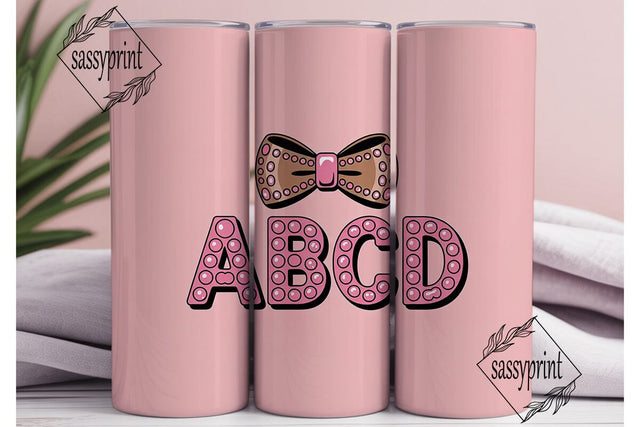 Pink Jeweled Bow ABCD 20oz Tumbler Sublimation sassyprint 