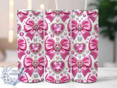 Pink Jeweled Bows 20oz Tumbler, Pink Jeweled Bows, Jeweled Bows PNG, Pink Bows Tumbler, Bow Tumbler Wrap, Pink Jeweled PNG, Jeweled Bow Tumbler, 20oz Tumbler Wrap Sublimation ToriDesigns 