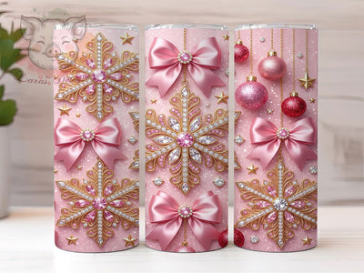 Pink Jeweled Christmas 20oz Tumbler, Pink Jeweled Xmas, Jeweled Christmas, Pink Jeweled PNG, Jeweled Xmas PNG, Pink Jeweled Tumbler, 20oz Tumbler Wrap, Christmas Tumbler Sublimation Lara' s Designs 