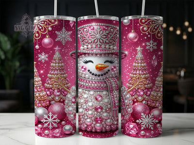 Pink Jeweled Snowman 20oz Tumbler, Pink Jeweled Snowman, Jeweled Snowman PNG, Pink Snowman Tumbler, Snowman Tumbler, 20oz Tumbler Wrap, Pink Snowman PNG, Snowman Tumbler PNG Sublimation SvggirlplusArt 