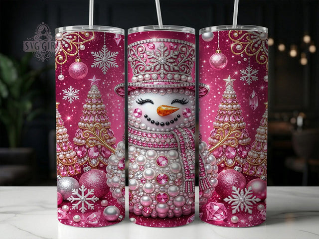 Pink Jeweled Snowman 20oz Tumbler, Pink Jeweled Snowman, Jeweled Snowman PNG, Pink Snowman Tumbler, Snowman Tumbler, 20oz Tumbler Wrap, Pink Snowman PNG, Snowman Tumbler PNG Sublimation SvggirlplusArt 