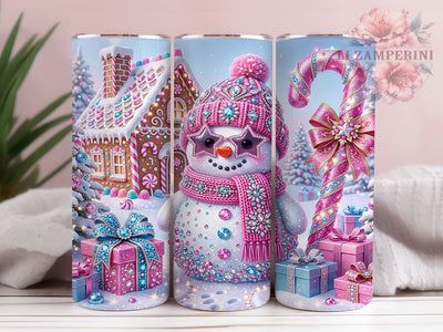Pink Jeweled Snowman 20oz Tumbler, Pink Jeweled Snowman, Jeweled Snowman PNG, Pink Snowman Tumbler, Snowman Tumbler, 20oz Tumbler Wrap, Pink Snowman PNG, Snowman Tumbler PNG Sublimation Li Zamperini 