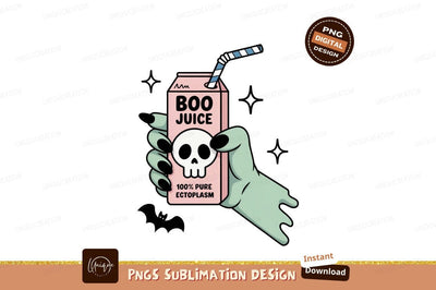 Pink juice box with skull and straw halloween Sublimation Designangry 