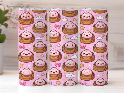 Pink Kawaii Dumplings 20oz Tumbler, Pink Kawaii Dumplings, 20oz Tumbler Wrap, Sublimation Design, Cute Dumpling PNG, Kawaii Tumbler Wrap, Food Tumbler Design, Digital Download Sublimation Lara' s Designs 