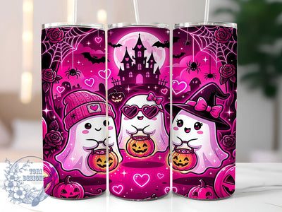 Pink Kawaii Ghost Halloween 20oz Tumbler, Pink Kawaii Ghost Halloween, 20oz Tumbler Wrap, Sublimation Design, Cute Spooky Art, Digital Download, Tumbler PNG, Pink Ghost Wrap Sublimation ToriDesigns 