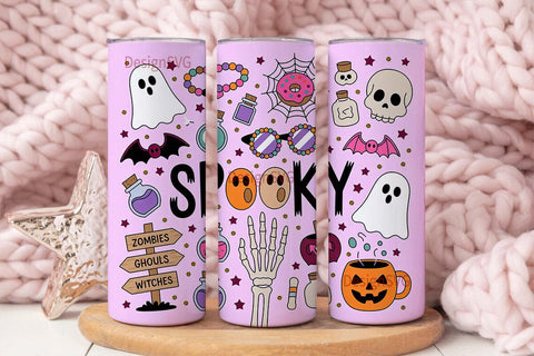 Pink Kawaii Halloween 20oz Tumbler Wrap Sublimation DesignSVG 