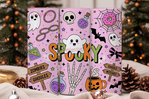 Pink Kawaii Halloween 20oz Tumbler Wrap Sublimation DesignSVG 