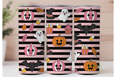 Pink Kawaii Halloween 20oz Tumbler Wrap Sublimation PixelChick 