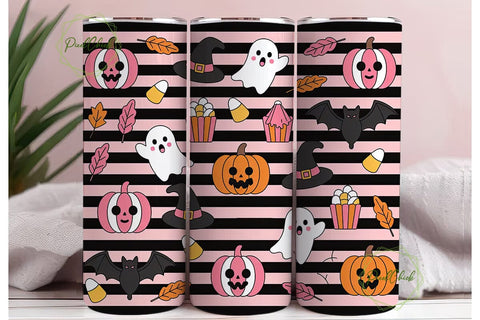 Pink Kawaii Halloween 20oz Tumbler Wrap Sublimation PixelChick 