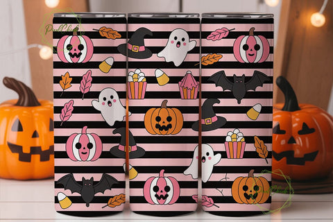 Pink Kawaii Halloween 20oz Tumbler Wrap Sublimation PixelChick 