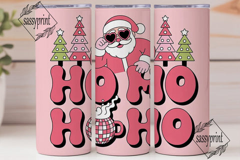 Pink Kawaii Santa 20oz Tumbler Wrap Sublimation sassyprint 