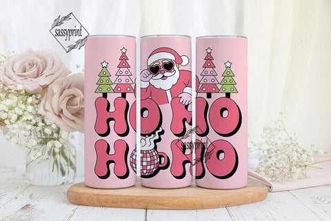 Pink Kawaii Santa 20oz Tumbler Wrap Sublimation sassyprint 