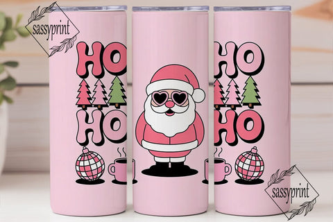 Pink Kawaii Santa 20oz Tumbler Wrap Sublimation sassyprint 